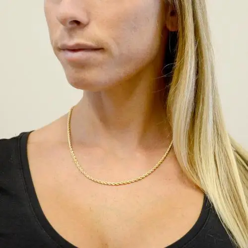 catena unisex in oro giallo modello fune 40 cm media miniatura 4