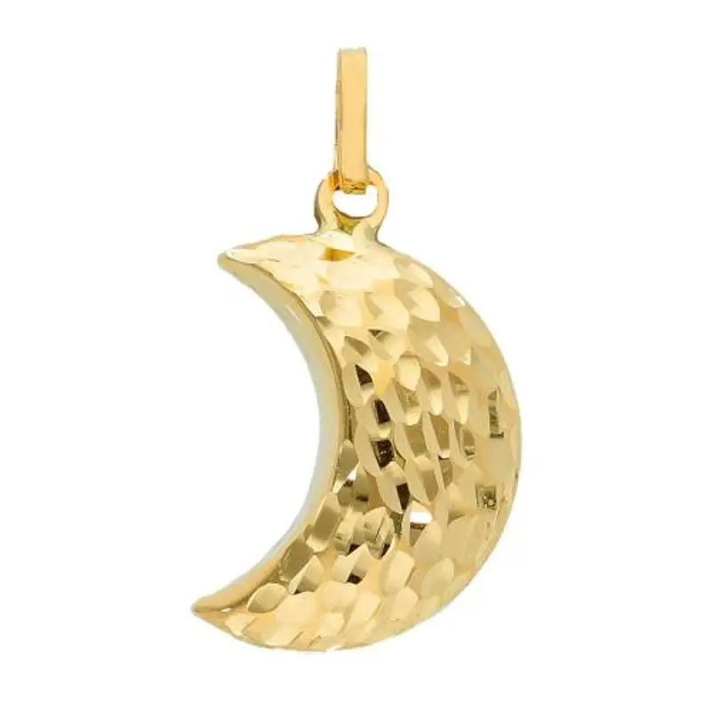 ciondolo a forma di mezza luna bombata in oro giallo