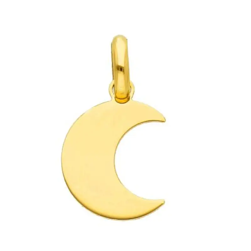 ciondolo a lastra a forma di mezza luna in oro giallo