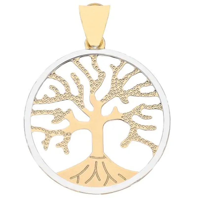 ciondolo albero della vita medio in oro giallo e bianco