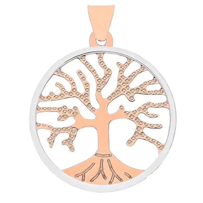 ciondolo albero della vita medio in oro rosa e bianco