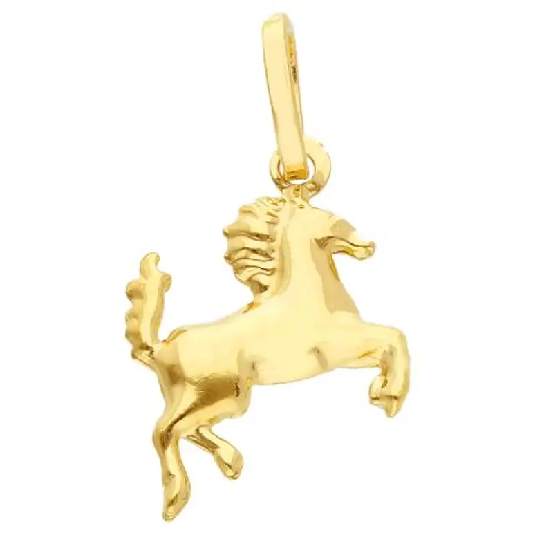 ciondolo cavallo rampante in oro giallo con collana