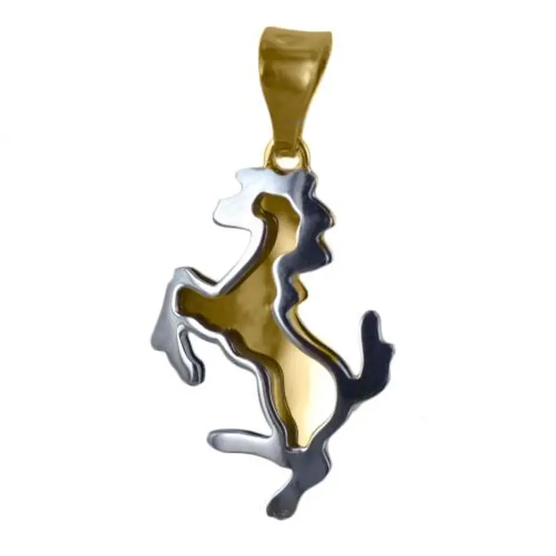 ciondolo cavallo rampante in oro giallo con collana