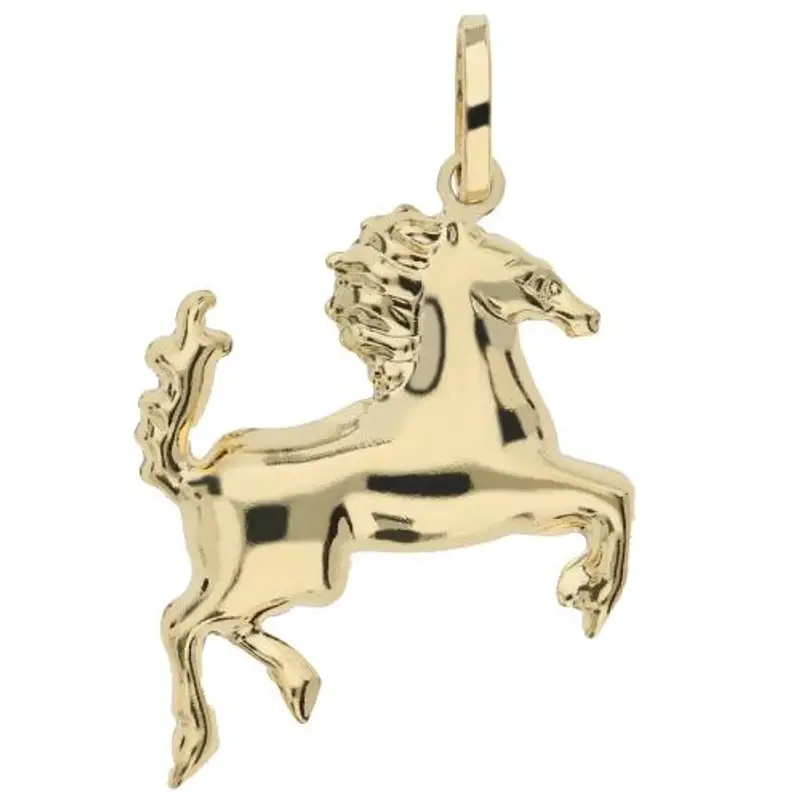 ciondolo cavallo rampante in oro giallo con collana