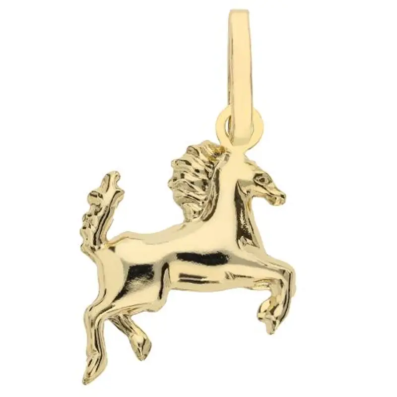 ciondolo cavallo rampante in oro giallo piccolo