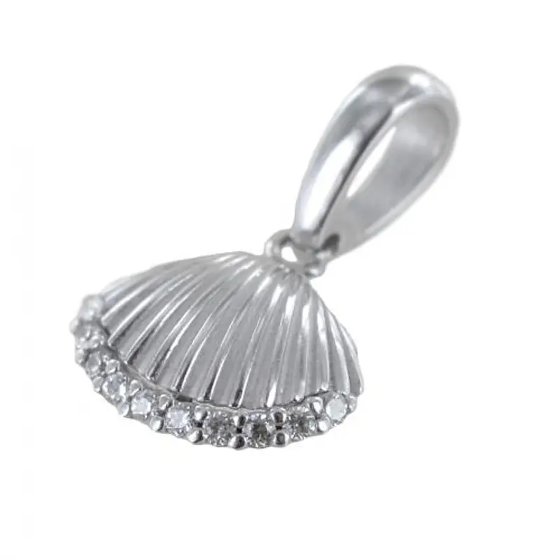 ciondolo conchiglia del mare in oro bianco con zirconi