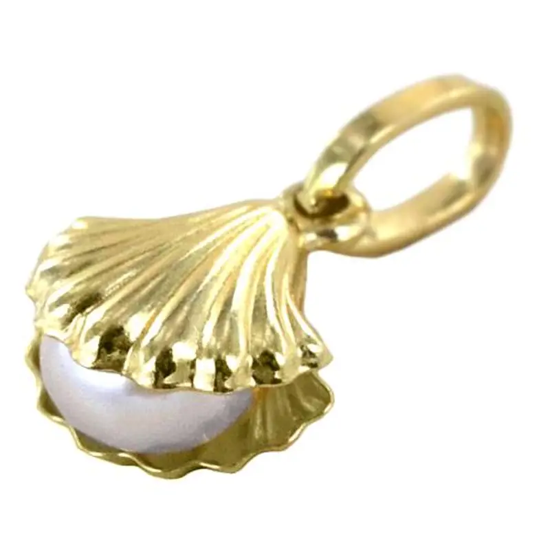 ciondolo conchiglia grande con perla in oro giallo