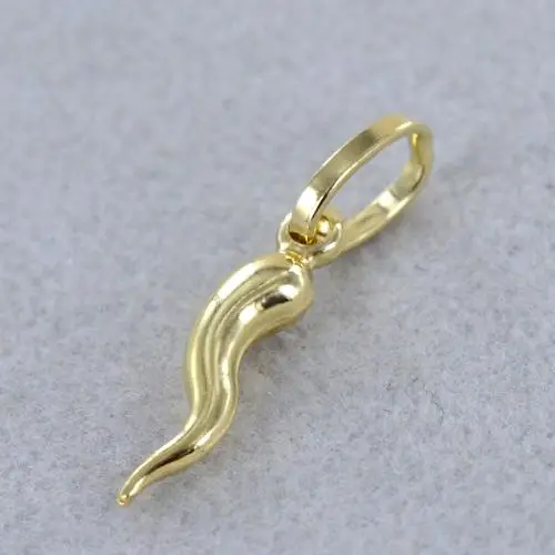 ciondolo corno portafortuna in oro giallo piccolo miniatura 3