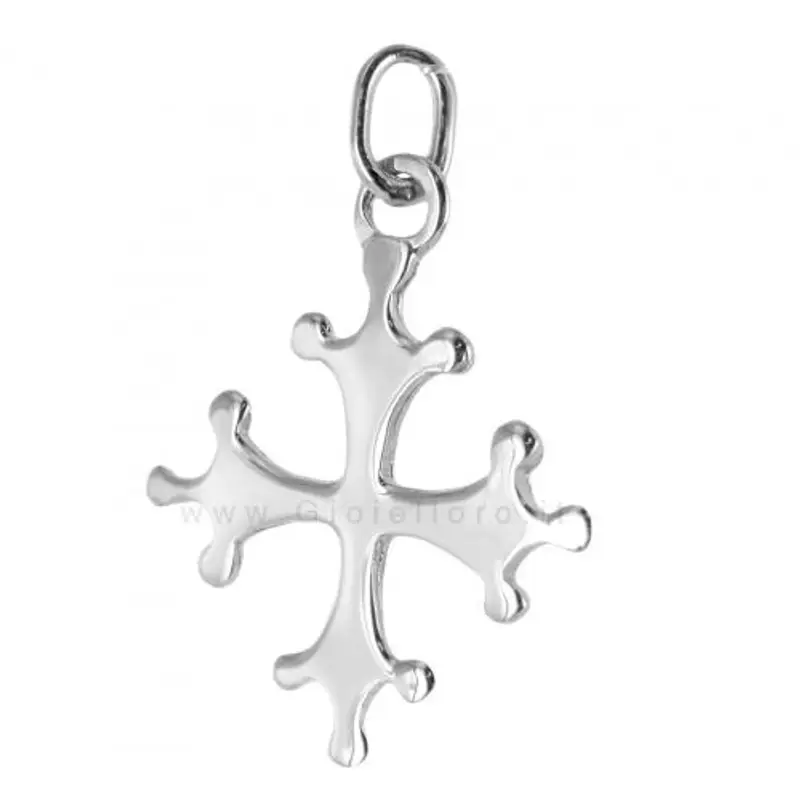 ciondolo croce pisa in oro bianco 18 kt