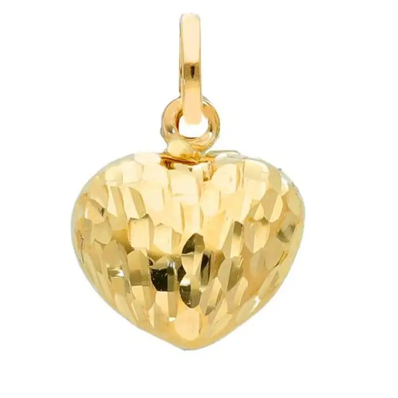 ciondolo cuore bombato e sfaccettato double face in oro giallo