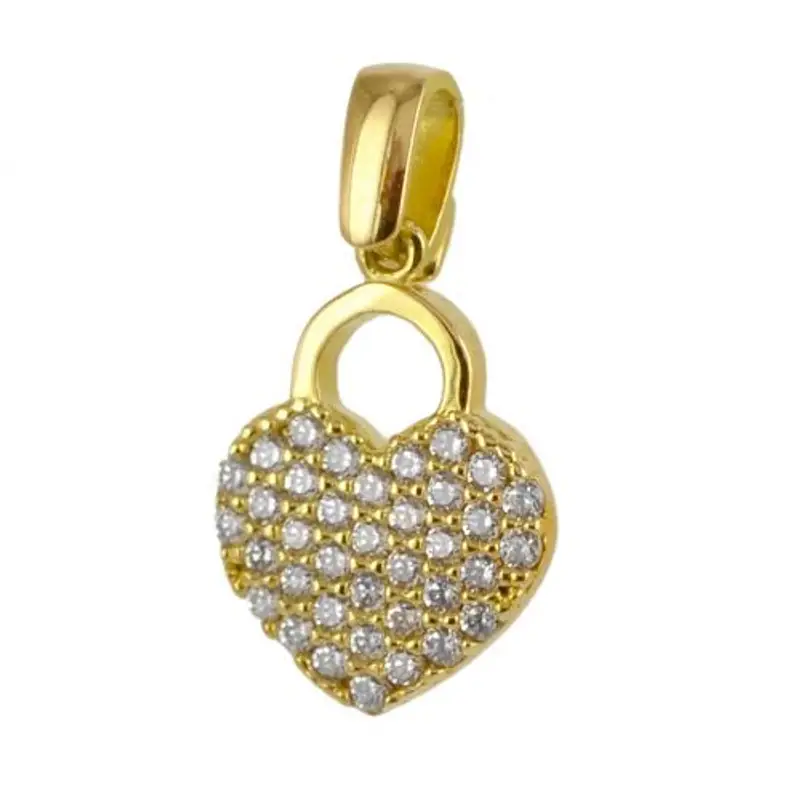 ciondolo cuore in oro giallo e zirconi con collana