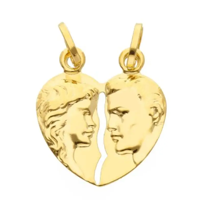 ciondolo cuore spezzato in oro giallo - divisi ma sempre uniti