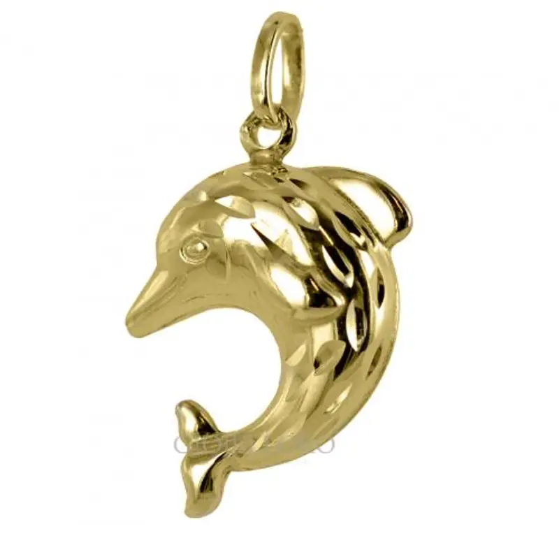 ciondolo delfino double face in oro giallo 18 kt