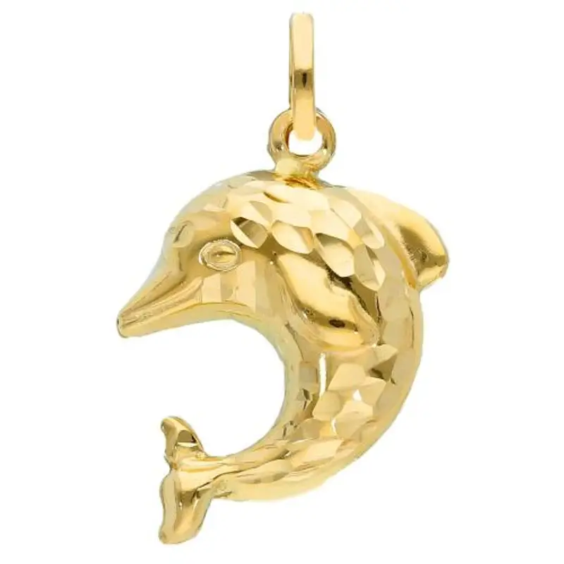 ciondolo delfino grande double face in oro giallo