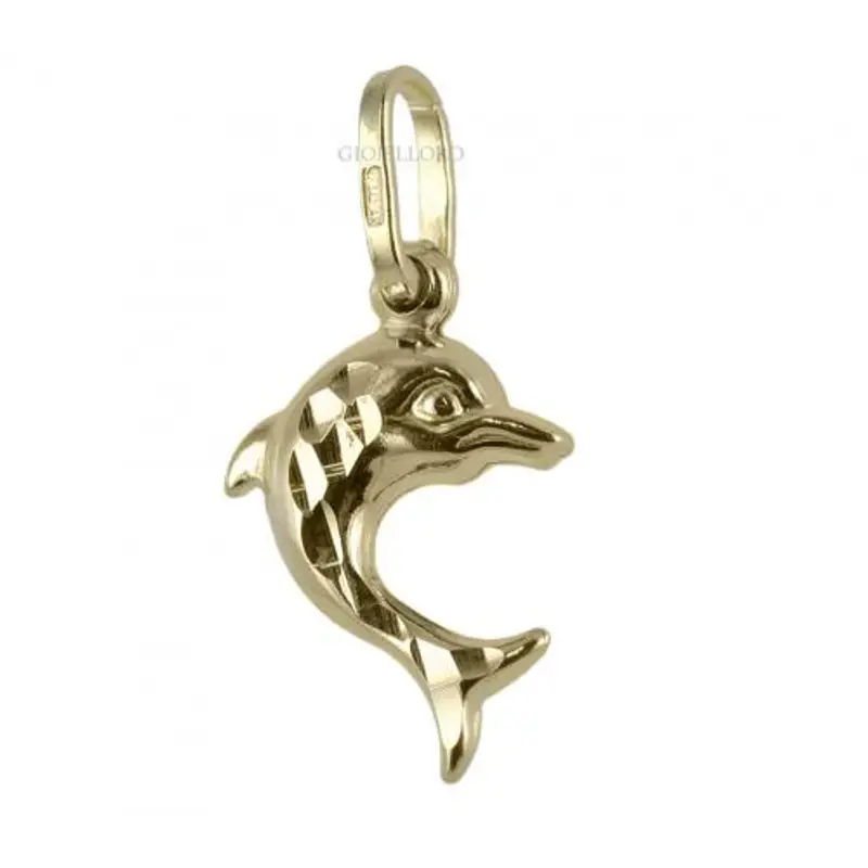 ciondolo delfino in oro giallo sfaccettato