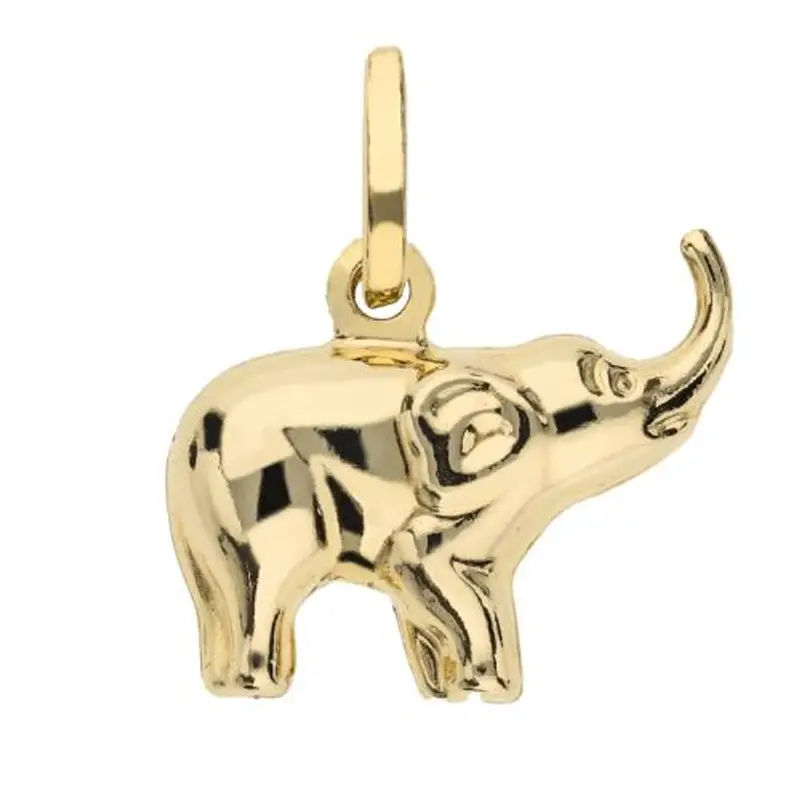 ciondolo elefantino in oro giallo con collana