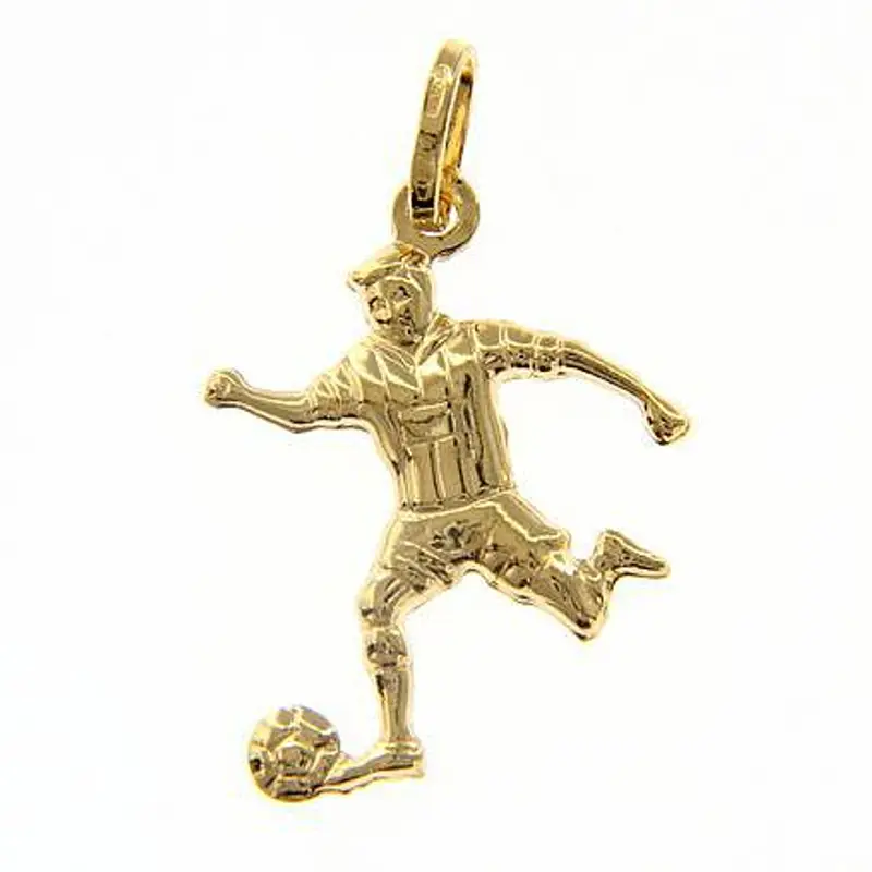 ciondolo giocatore di calcio in oro giallo con collana