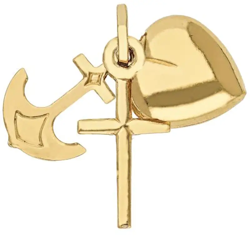 ciondolo grande fede speranza carita in oro giallo