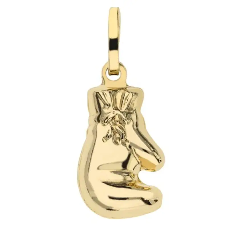 ciondolo guantone da boxe in oro giallo con collana