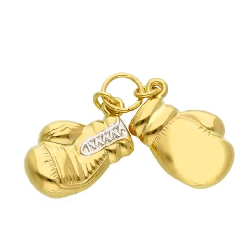 ciondolo guantone da boxe in oro giallo con collana