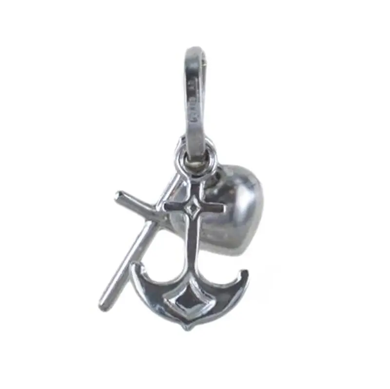 ciondolo in oro bianco fede speranza carita con collana