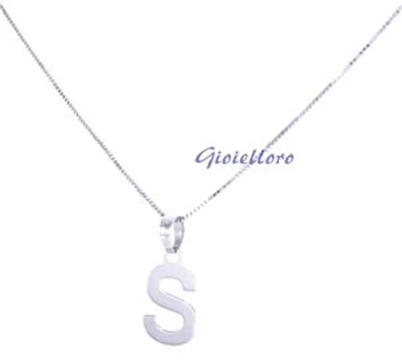 ciondolo in oro bianco personalizzabile lettera alfabeto