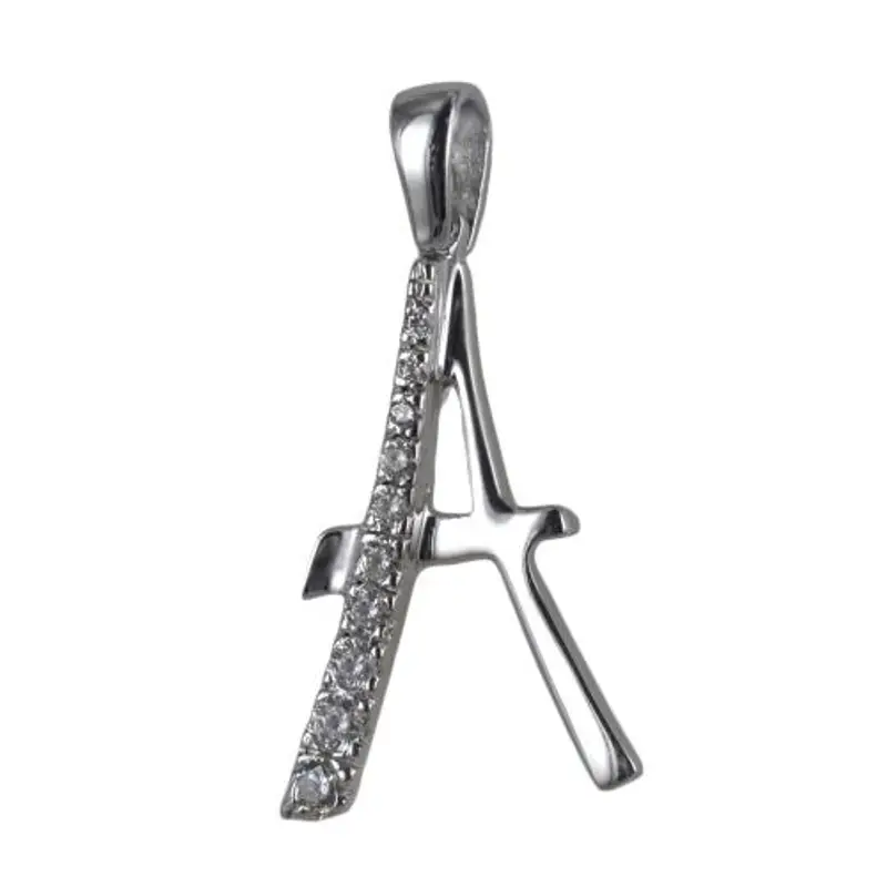 ciondolo lettera iniziale alfabeto in oro e zirconi