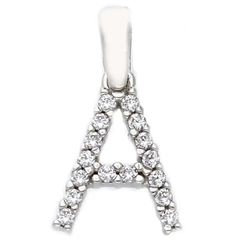 ciondolo lettera iniziale alfabeto in oro e zirconi