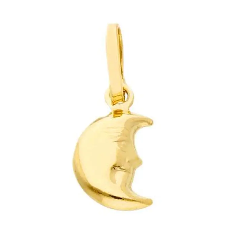 ciondolo luna con volto in oro giallo