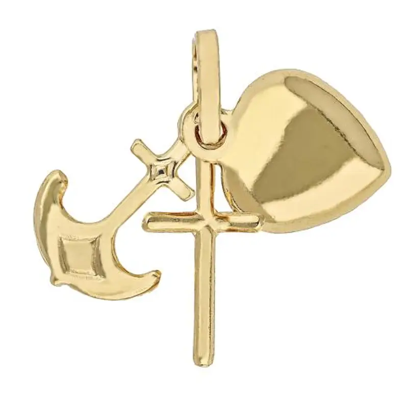 ciondolo medio fede speranza carita in oro giallo