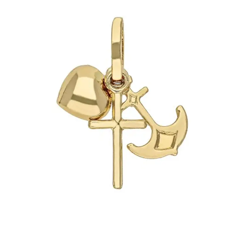 ciondolo mini fede speranza carita in oro giallo