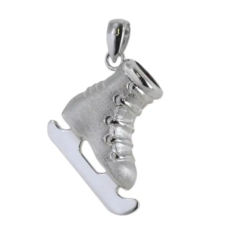 ciondolo pattino da pattinaggio su ghiaccio in oro bianco con collana