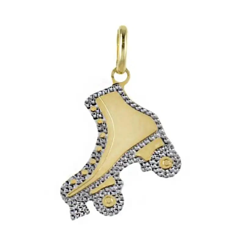 ciondolo pattino pattinaggio artistico in oro giallo e bianco con collana