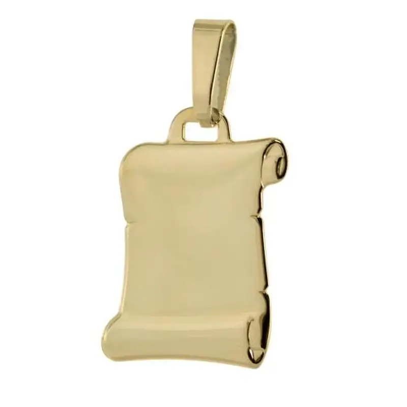 ciondolo pergamena grande personalizzabile in oro giallo 17x20 mm