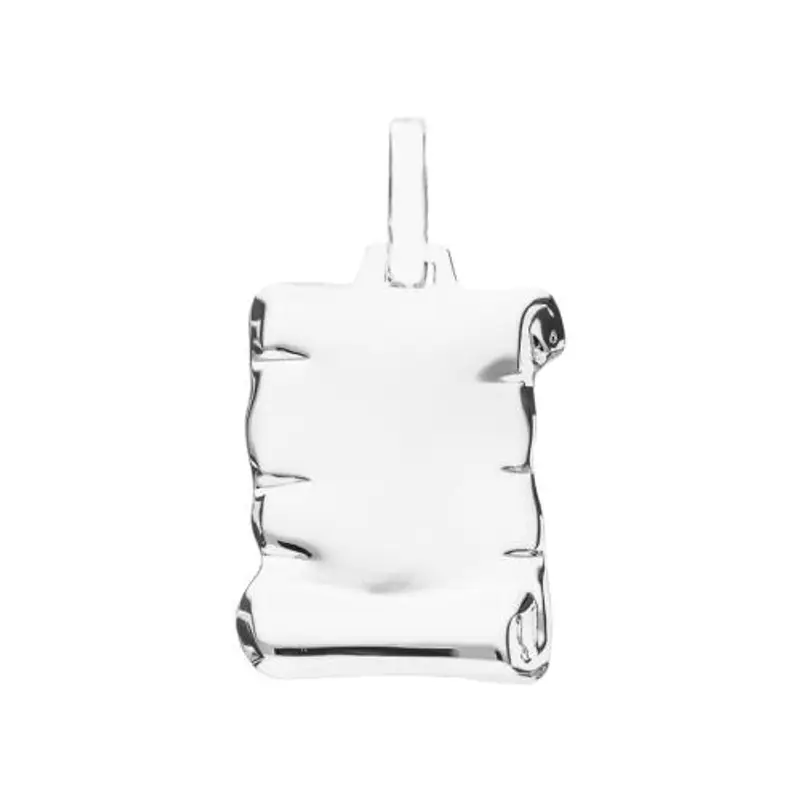 ciondolo pergamena piccola personalizzabile in oro bianco 12x15 mm