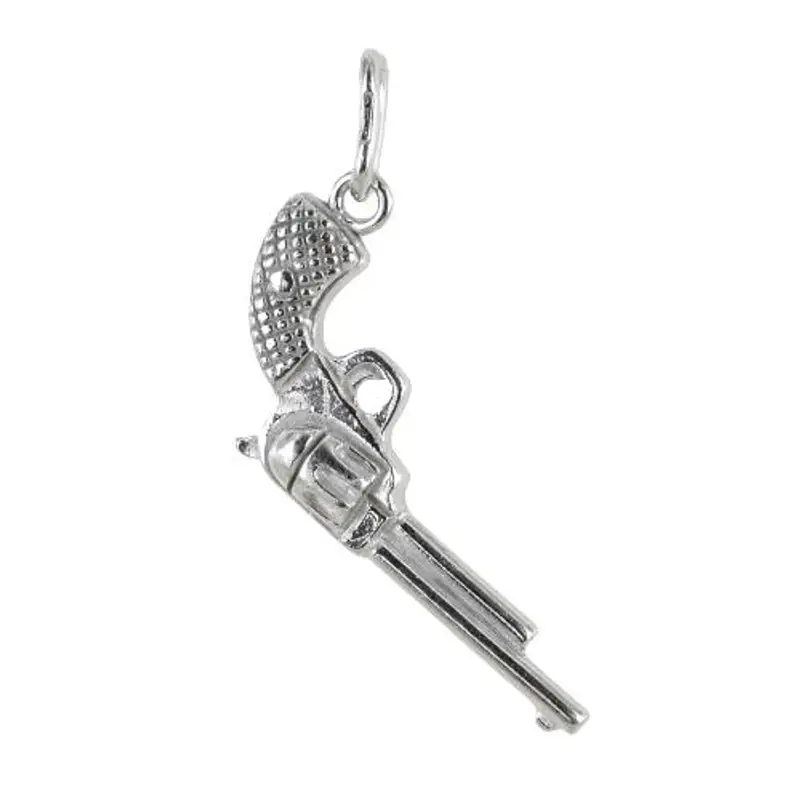 ciondolo pistola a tamburo in argento