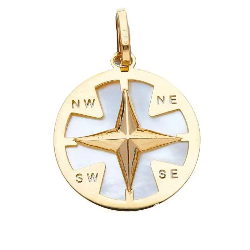 ciondolo rosa dei venti medio in oro giallo e madreperla 16 mm