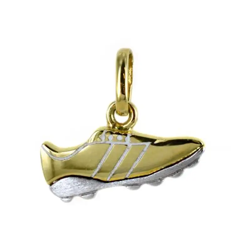ciondolo scarpa da calcio in oro giallo e bianco con collana