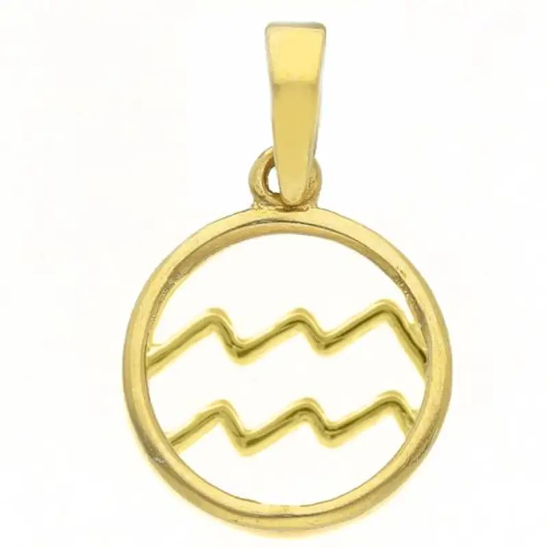ciondolo segno zodiacale acquario in oro giallo stilizzato