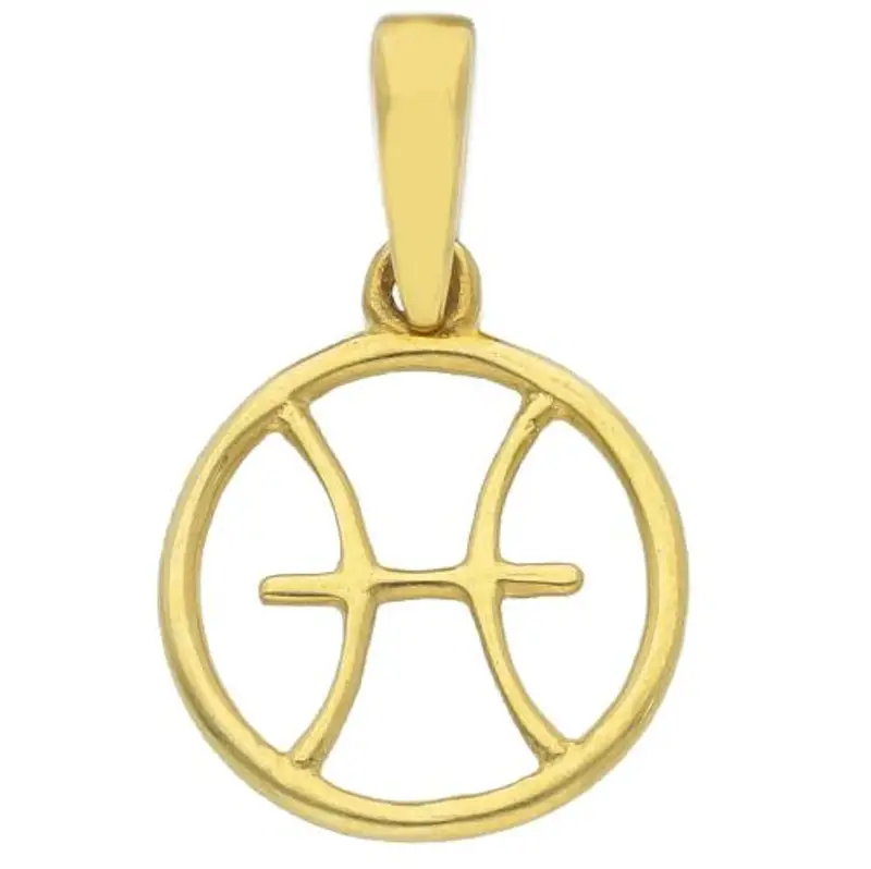 ciondolo segno zodiacale pesci in oro giallo stilizzato