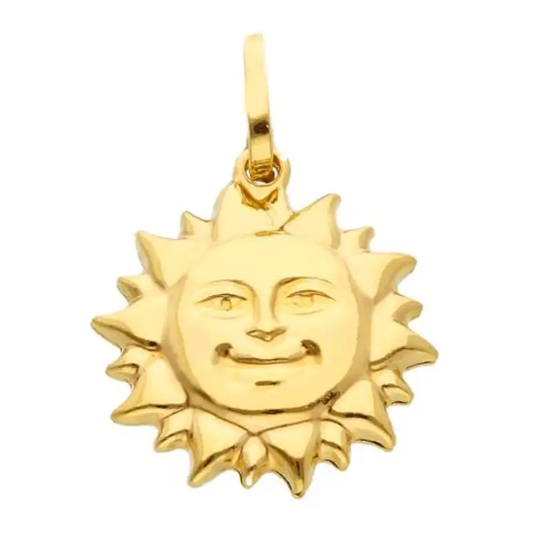 ciondolo sole classico con volto in oro giallo
