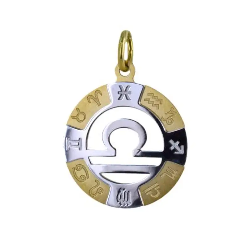 ciondolo zodiaco in oro giallo e bianco - segno bilancia