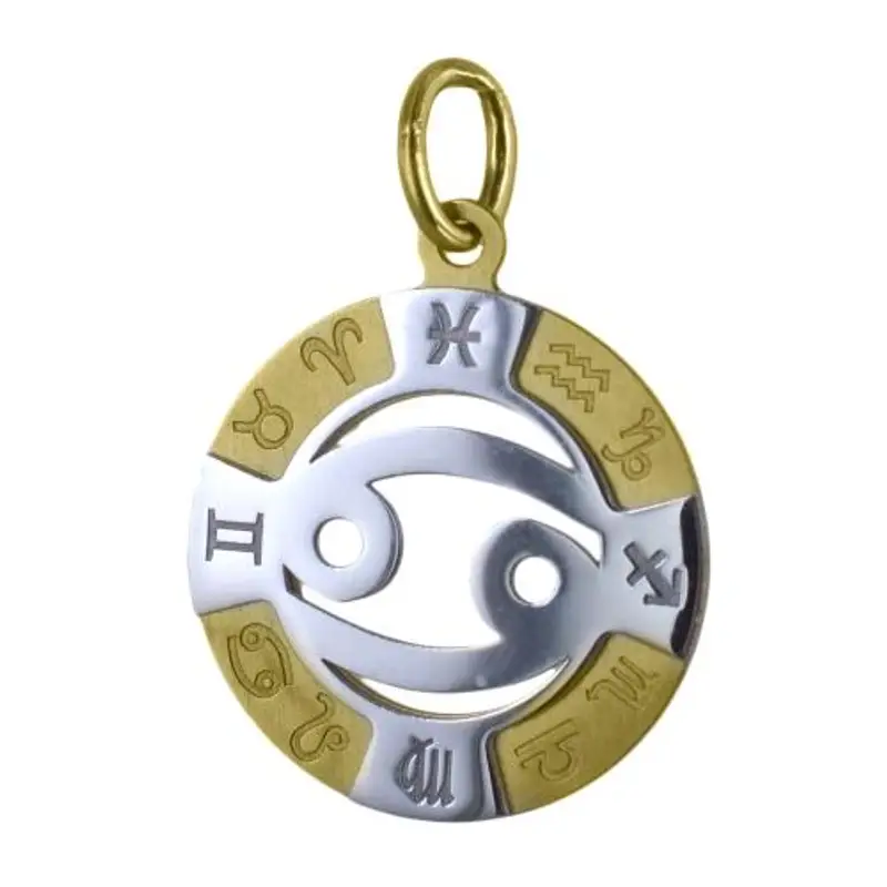 ciondolo zodiaco in oro giallo e bianco - segno cancro