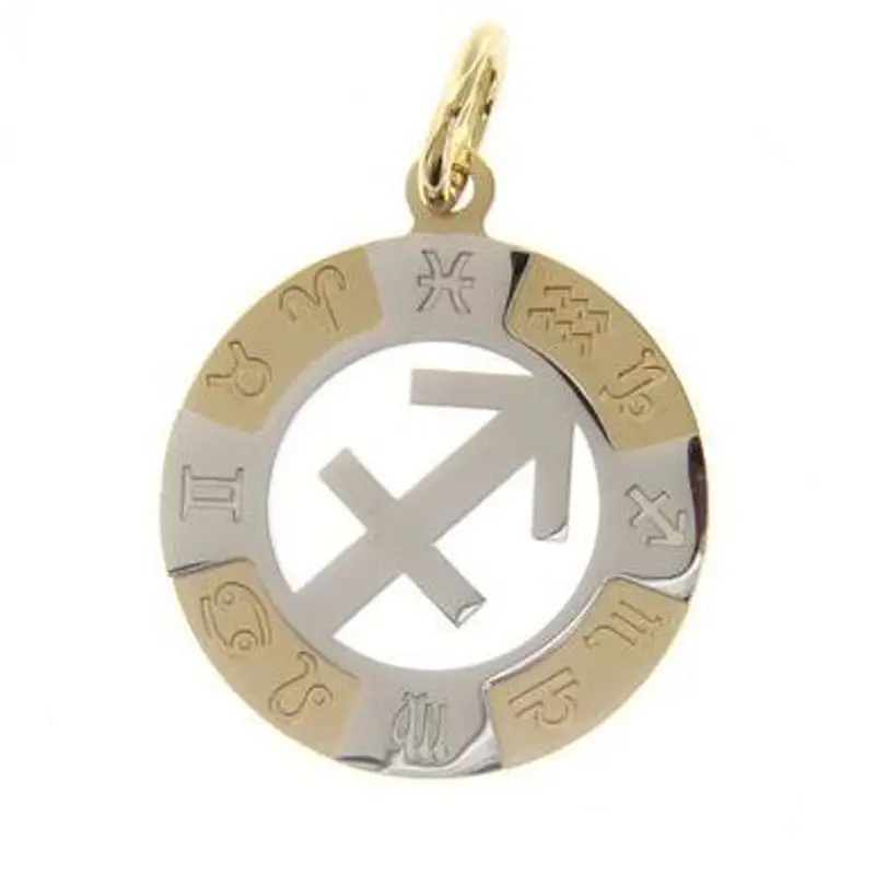 ciondolo zodiaco in oro giallo e bianco - segno sagittario