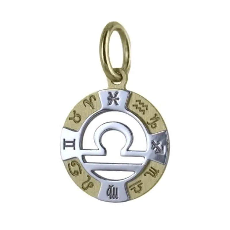 ciondolo zodiaco piccolo in oro giallo e bianco - segno bilancia