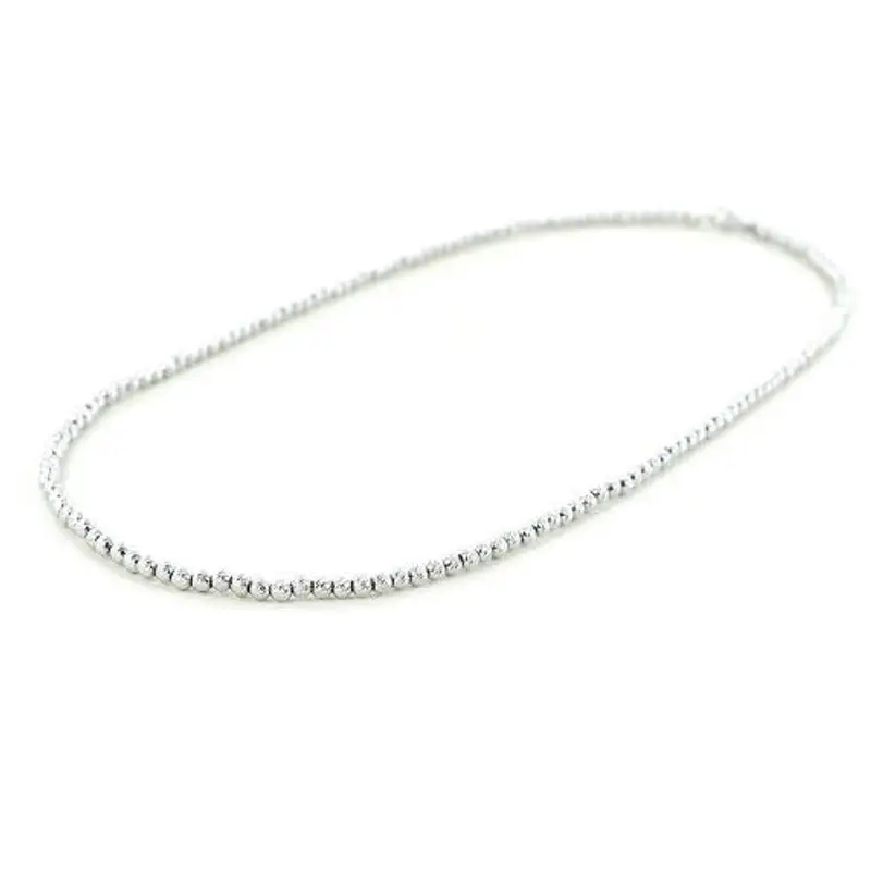 collana a sfere medie sfaccettate diamantate in oro bianco