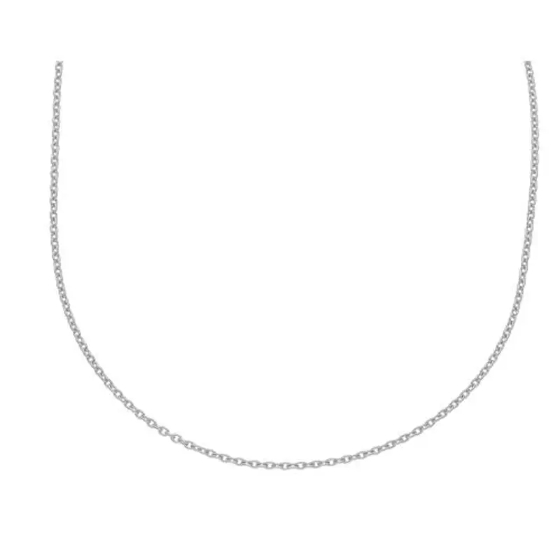 collana catena maglia rolo da donna in oro bianco 42 cm media