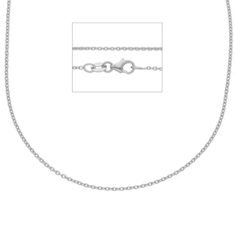 collana catena maglia rolo da donna in oro bianco 45 cm media