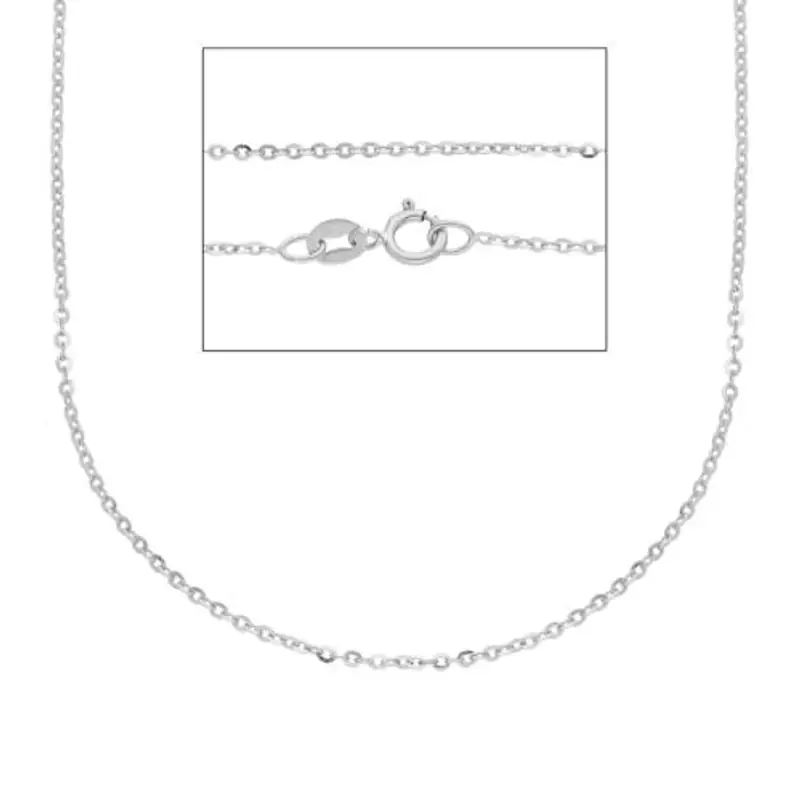 collana catena maglia rolo da donna in oro bianco 45 cm sottile