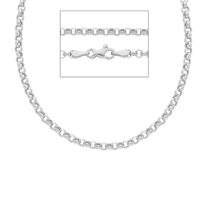 collana catena maglia rolo da donna in oro bianco 50 cm